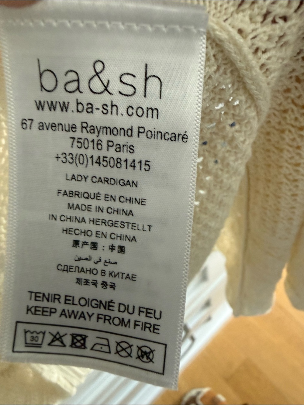 ba&sh Cream Crochet Tie-Waist Knit Robe - Picture 3 of 5